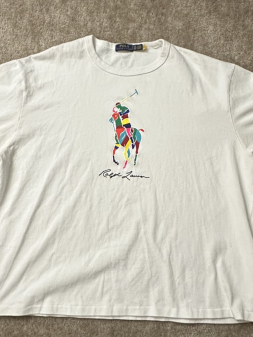 Polo Ralph Lauren Colorblocked Big Pony T-Shirt 2XL Heavyweight Cotton Excellent